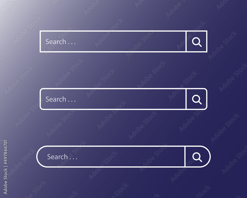 Search Bar Icon Vector in Line Style. Browser Element Illustration