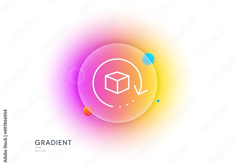 Return package line icon. Gradient blur button with glassmorphism. Delivery parcel sign. Cargo goods box symbol. Transparent glass design. Return package line icon. Vector Return package line icon. Gradient blur button with glassmorphism. Delivery parcel sign. Cargo goods box symbol. Transparent glass design. Return package line icon. Vector