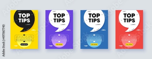 Poster frame with quote, comma. Top tips tag. Education faq sign. Best help assistance. Quotation offer bubble. Top tips message. Vector photo