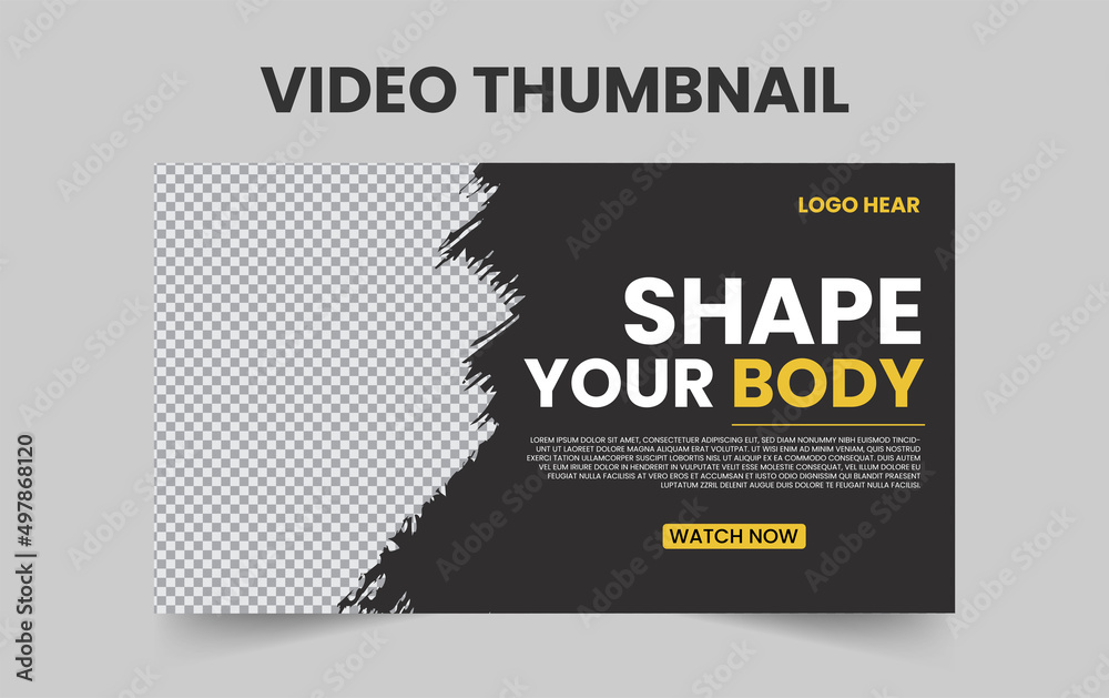 Fitness gym training Video Thumbnail design, Fitness gym training class thumbnail and web banner.