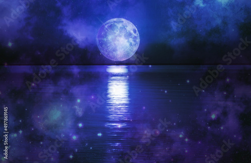 Fényképezés Moon and water scene
