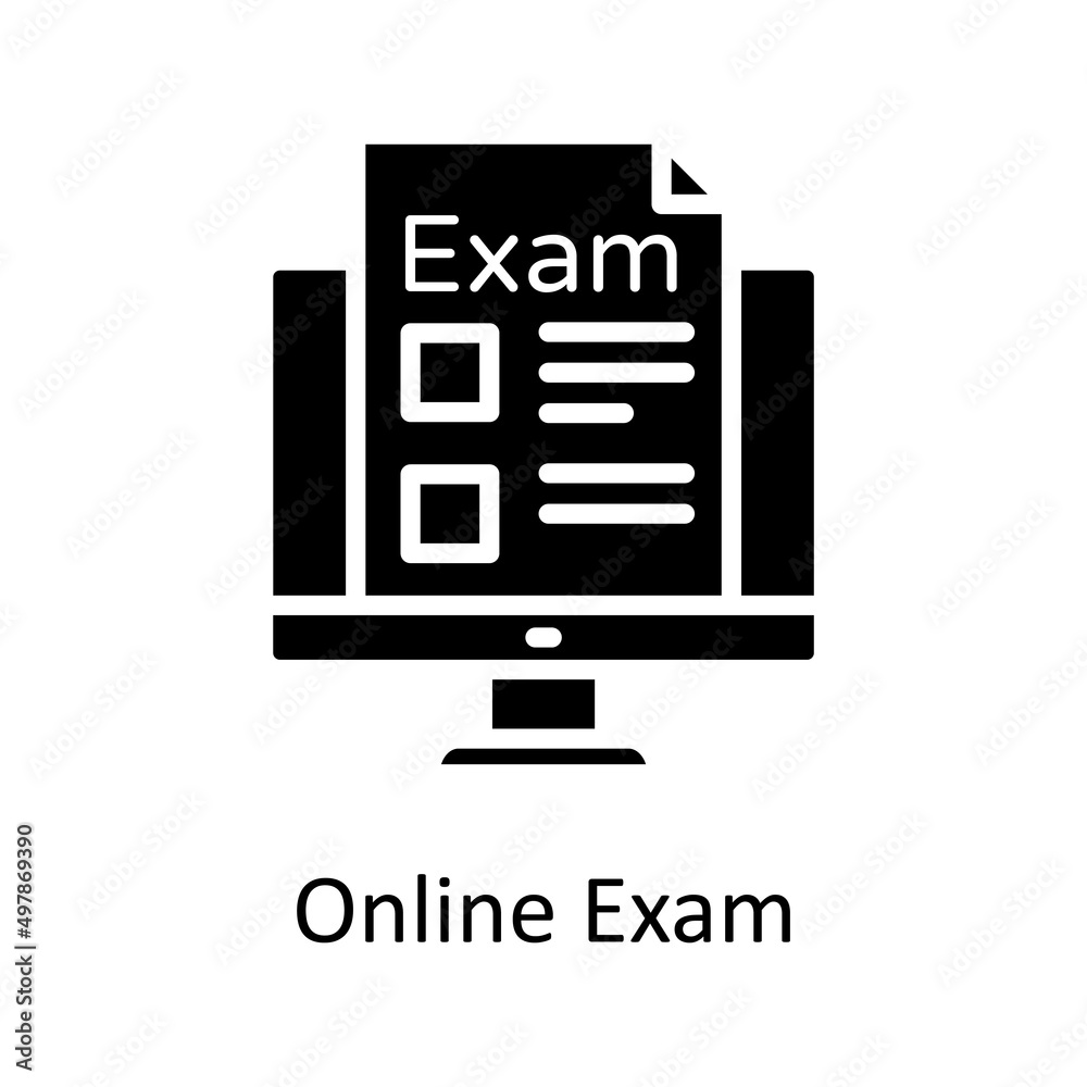 Online Exam vector Solid Icon Design illustration. Educational Technology Symbol on White background EPS 10 File