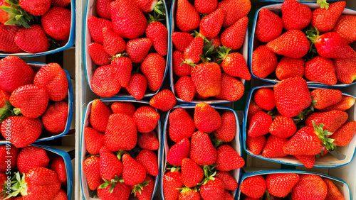 close up of a strawberry punnet stall