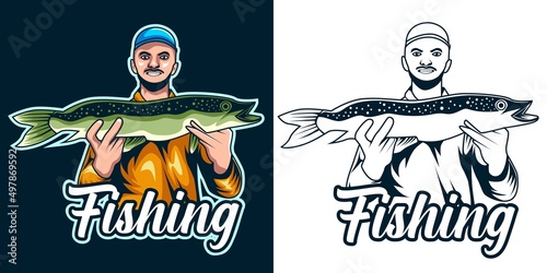Fisherman and big catch of large mouth bass fish