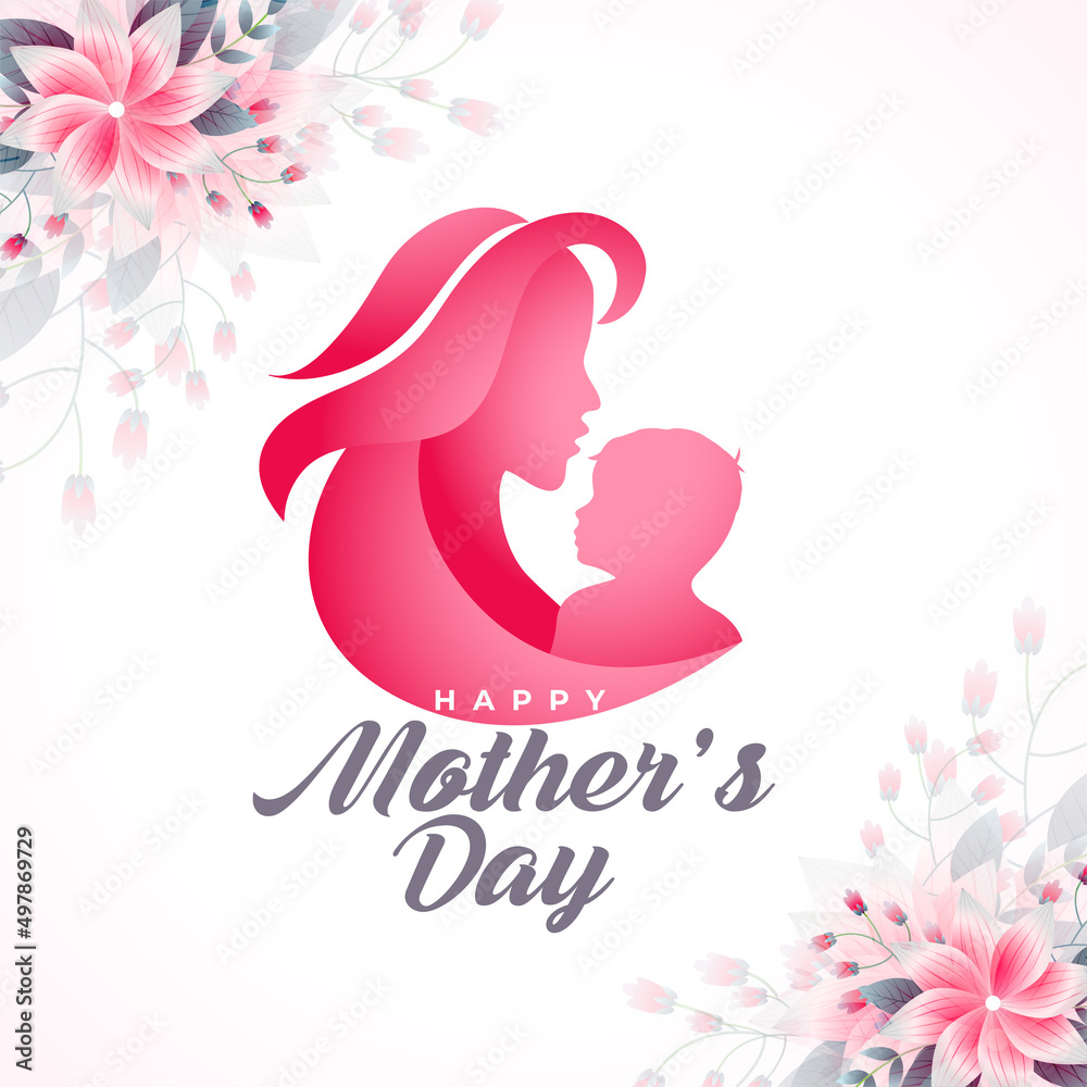 mother's day social media poster with flower decoration