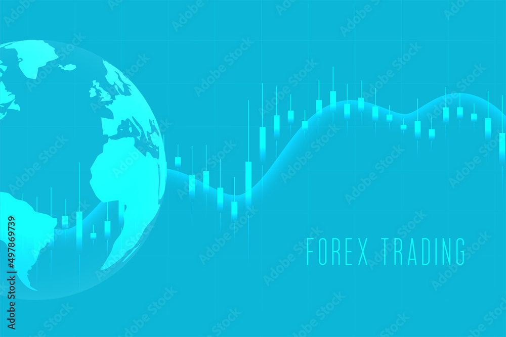 global forex stock market trading blue background