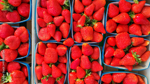 close up of a strawberry punnet stall