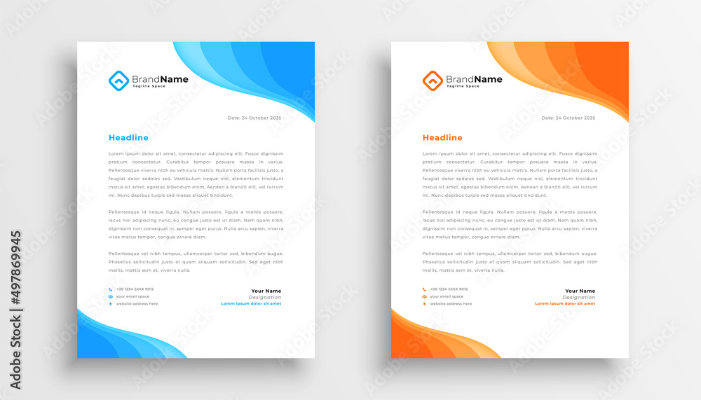 company letterhead modern design in blue and orange color company letterhead modern design in blue and orange color