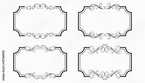 calligraphic vintage empty frames set of four
