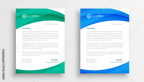 green and blue modern business letterhead design