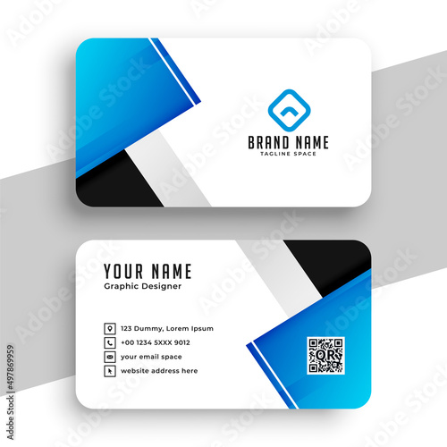 Corporate blue and white modern business card template