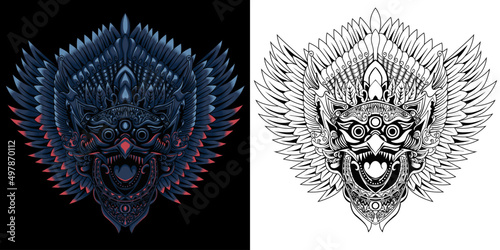 jatayu balinese mask vector illustration