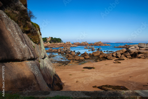 Evening on the Pink Granite Coast, Brittany, France photo