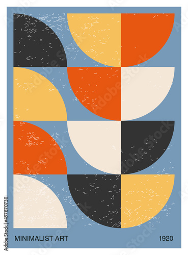 Minimal 20s geometric design poster, vector template with primitive shapes
