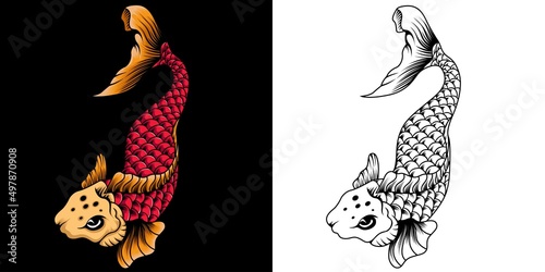 red koi fish vector illustration