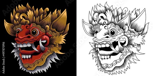 barong balinese mask vector illustration
