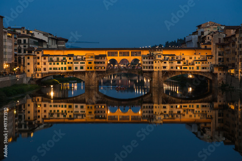 Ponte Vecchio bridge in Florence at night, Italy