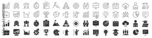 Growth and development line excellent icons collection in two different styles. Thin outline icons pack. Vector illustration eps10 photo