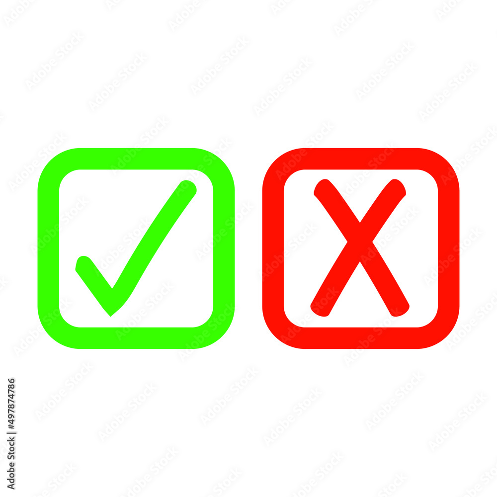 Check mark green and red line icons. Vector illustration. eps - Vector Check mark green and red line icons. Vector illustration. eps - Vector