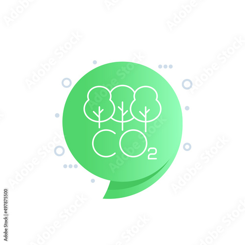 carbon offset and reducing co2 gas line icon for web