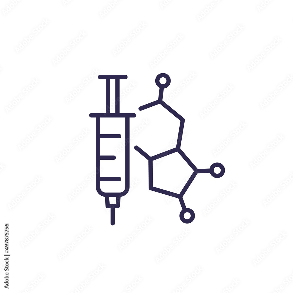 hormone therapy line icon with a syringe hormone therapy line icon with a syringe