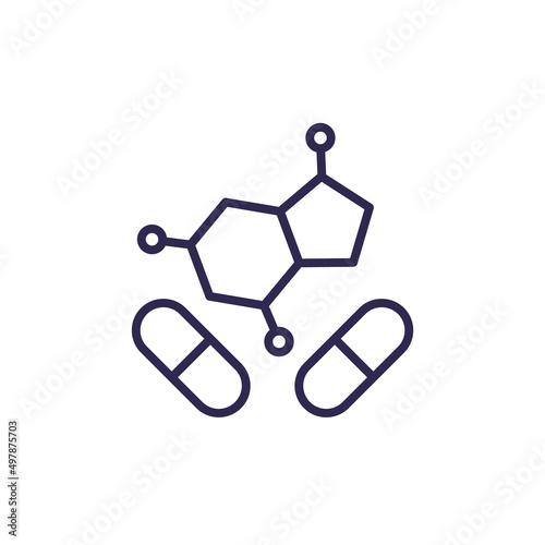 hormone therapy line icon, vector