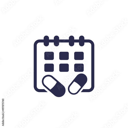medication schedule icon with pills and calendar