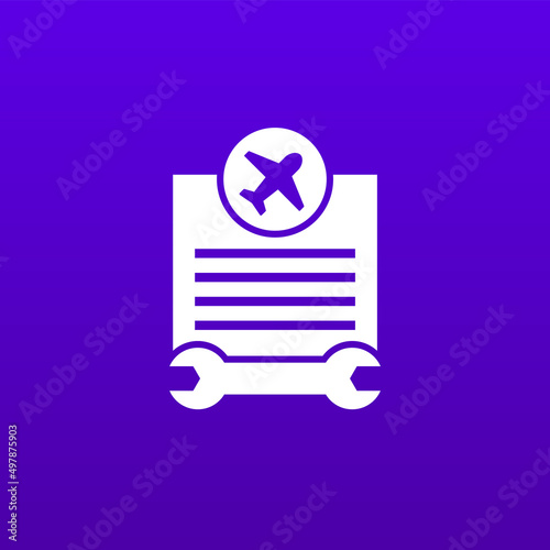 airplane repair list icon, vector
