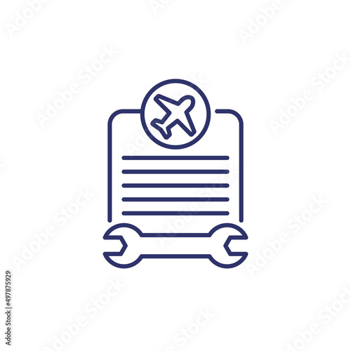 airplane repair list line icon on white