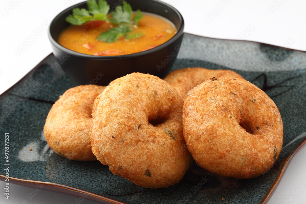 Vada / Medu vadai with sambar - Popular South Indian snack Vada / Medu vadai with sambar - Popular South Indian snack