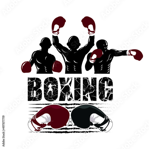 Illustration of three fighter concept for boxing logo