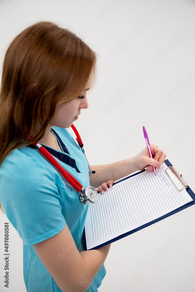 Doctor in front of a bright background