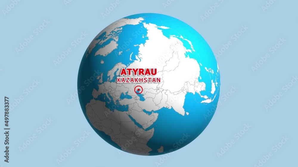 KAZAKHSTAN ATYRAU ZOOM IN FROM SPACE