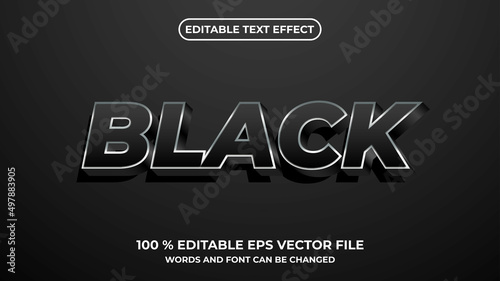 Editable text effect black glossy style