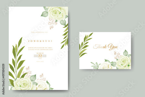 wedding invitation card with floral watercolor