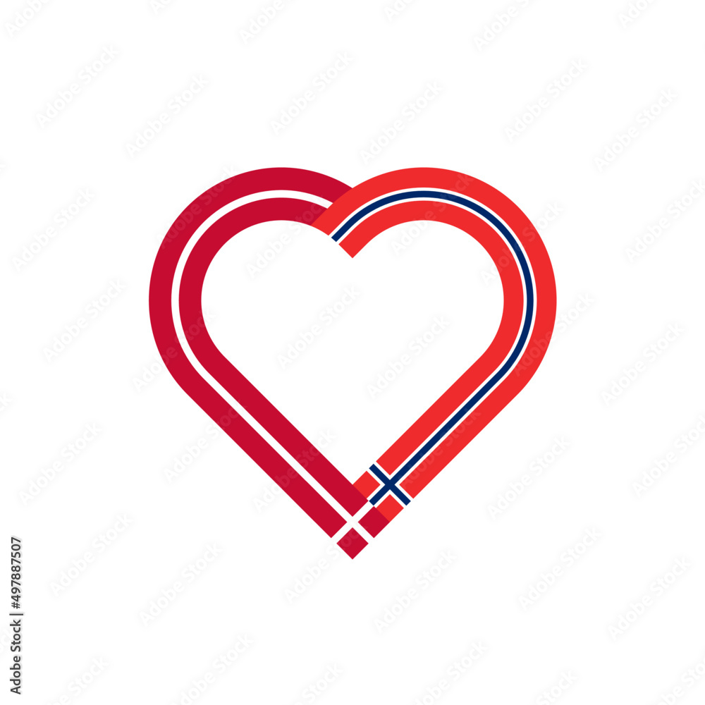 heart outline icon of denmark and norway flags. vector illustration isolated on white background