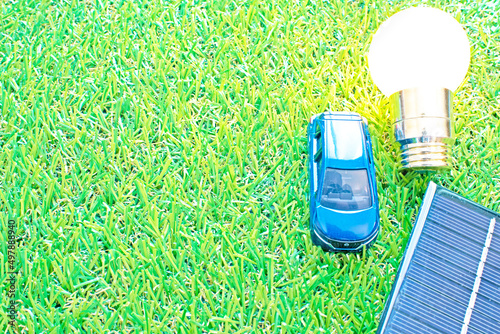 Wallpaper Mural grass and solar panel and light bulb and car Torontodigital.ca