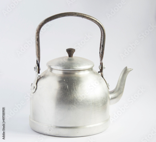 Vintage tin teapot isolated