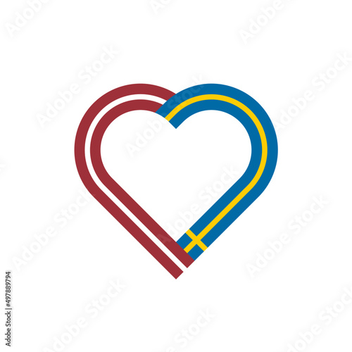 unity concept. heart outline icon of latvia and sweden flags. vector illustration isolated on white background