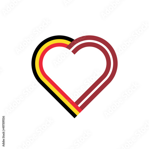 heart ribbon icon of belgium and latvia flags. vector illustration isolated on white background