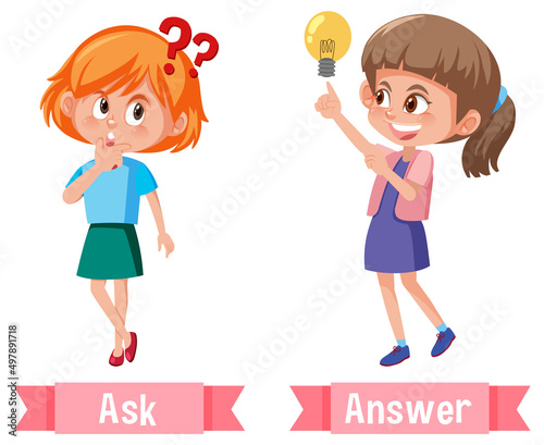 Opposite English Words ask and answer