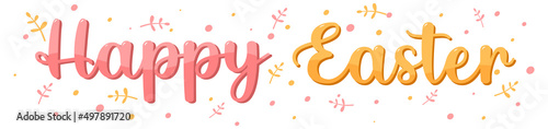 Happy Easter design in pink and yellow