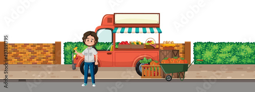 Man standing by vegetable truck