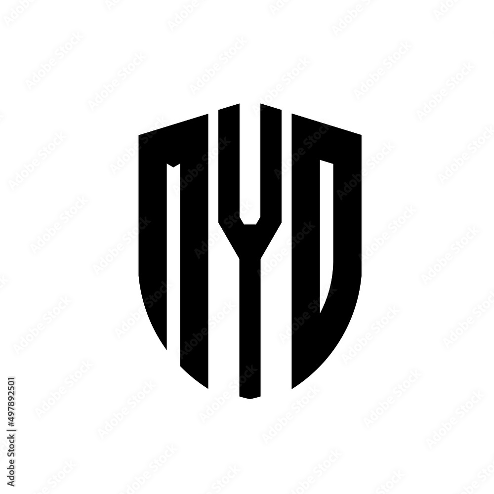MYD letter logo design. MYD modern letter logo with black background. MYD creative  letter logo. simple and modern letter logo. vector logo modern alphabet font overlap style. Initial letters MYD  - obrazy, fototapety, plakaty 