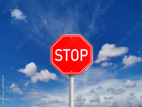 Stop sign with bleu sky background