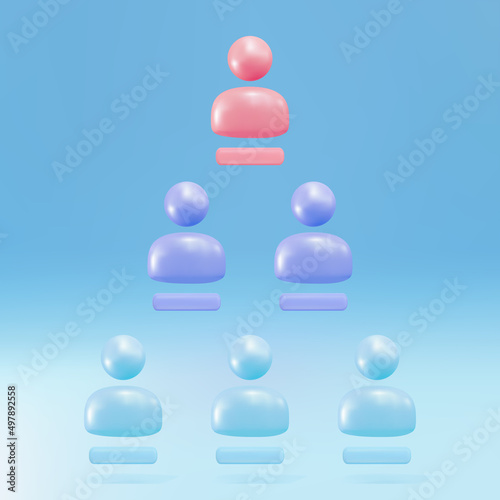 3d Pyramid scheme or referral system icon. Vector illustration.