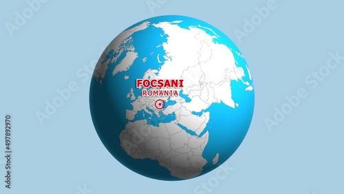ROMANIA FOCSANI ZOOM IN FROM SPACE photo