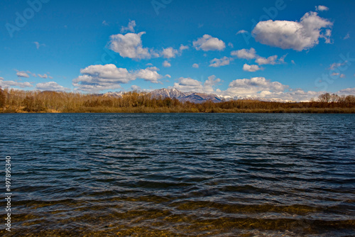 Lago di Ragogna lake in winter in Udine province, Friuli-Venezia Giulia, north east Italy 