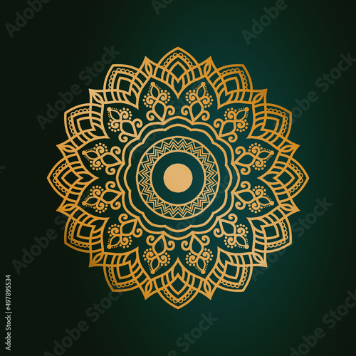 Luxury ornamental mandala design background in gold color vector. Vector islamic background Free Vector