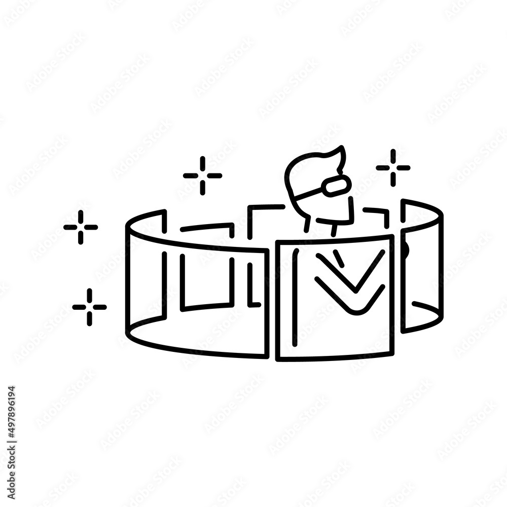 Avatar in metaverse. Thin line icon. Settings, choosing appearance. Pixel perfect, editable stroke. Vector illustration. virtual monitor or hologram. VR and virtual reality